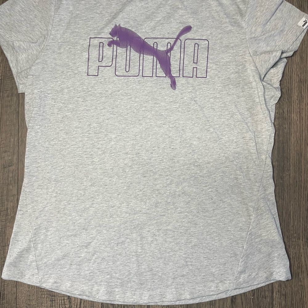 Puma Light Gray Tee with Purple Accent
